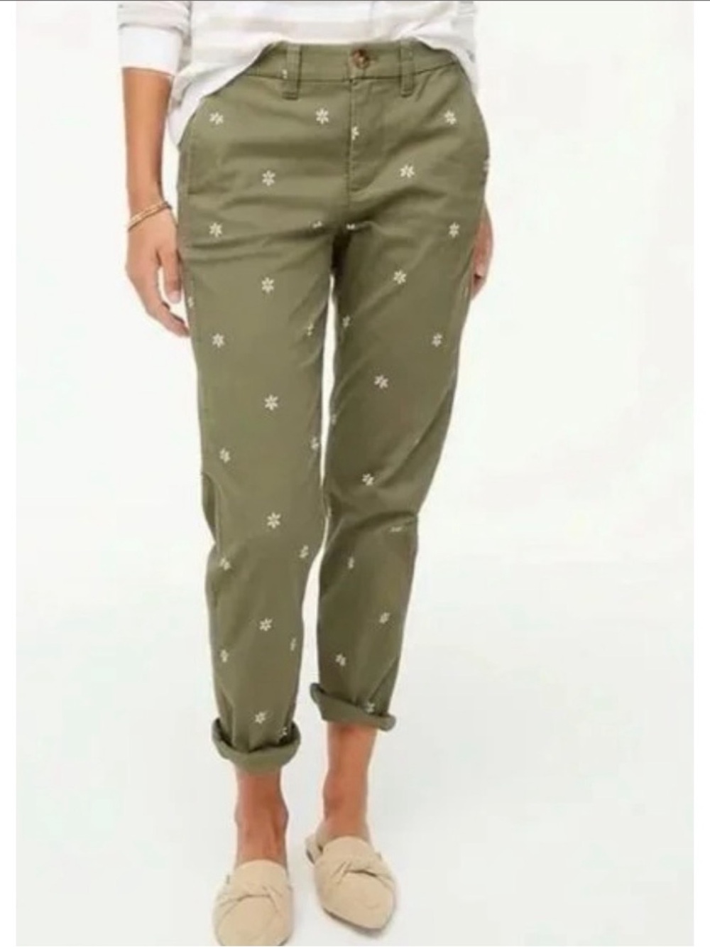 NWT J.Crew Olive Green High-Rise Girlfriend Daisy Chino Pants Trousers 2 $89.50
